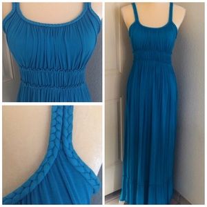 Caribbean Blue Spaghetti Strap Maxi Dress, EUC